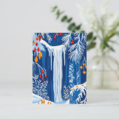 Winter Wonderland, Frozen Fall, Christmas folk art シーズンポストカード (スタンド正面)