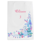 Winter Wonderland Gift Bag, Snowman Forest Present ミディアムペーパーバッグ (正面)