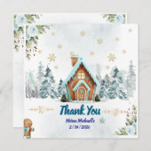 Winter wonderland Gingerbread Baby Shower サンキューカード (正面/裏面)