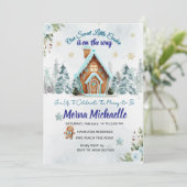 Winter wonderland Gingerbread Baby Shower 招待状 (スタンド正面)