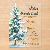 Winter Wonderland Green Neutral Baby Shower アクリル招待状 (正面)