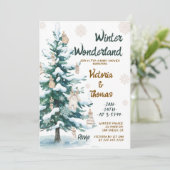 Winter Wonderland Green Neutral Baby Shower 招待状 (スタンド正面)
