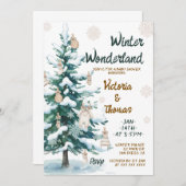 Winter Wonderland Green Neutral Baby Shower 招待状 (正面/裏面)