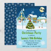 Winter Wonderland Holiday Birthday Party 招待状 (正面/裏面)