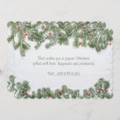 Winter Wonderland Merry Christmas Calligraphy Pine シーズンカード (正面/裏面)