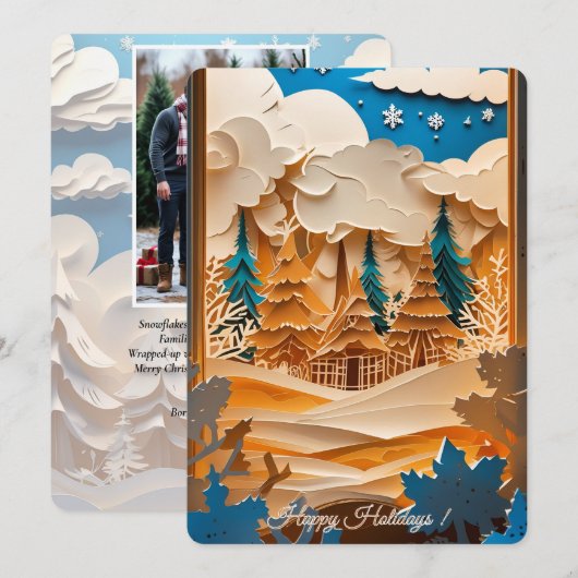 Winter Wonderland Photo Holiday Card シーズンカード (正面/裏面)