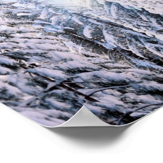 Winter Wonderland Pine Trees in Snow ポスター (角)