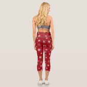 Winter Wonderland Red Leggings with Snowflakes カプリレギンス (裏面)