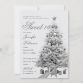 Winter Wonderland Ribbon Sweet 16 Birthday Party 招待状 (正面)