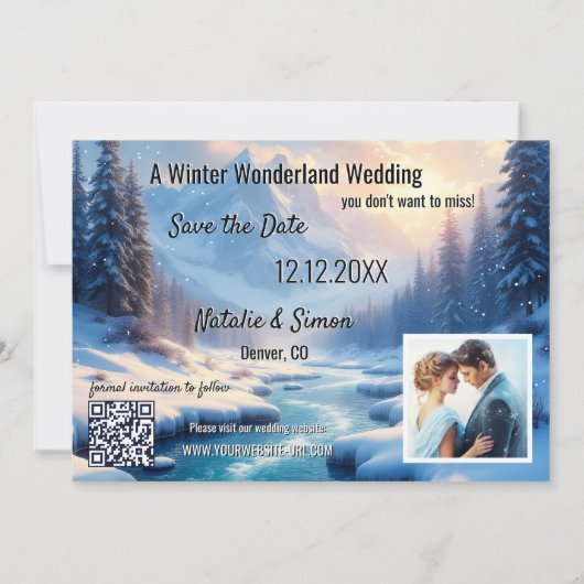 Winter Wonderland Save the Date 案内状 (裏面)