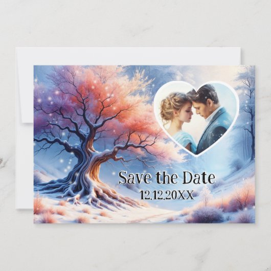 Winter Wonderland Save the Date Photo Announcement 案内状 (正面)