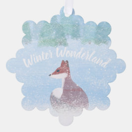 Winter Wonderland Scene with Fox オーナメントカード