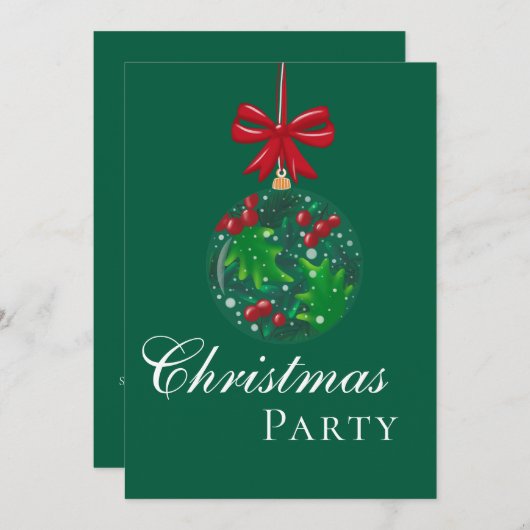 Winter Wonderland Snow Globe Christmas Party 招待状 (正面/裏面)