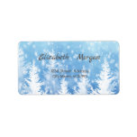 Winter Wonderland,Snow,Pine Tree ラベル<br><div class="desc">Christmas pine trees with snow on a blue background. An elegant and sophisticated designe. Customize with your name and address details.</div>
