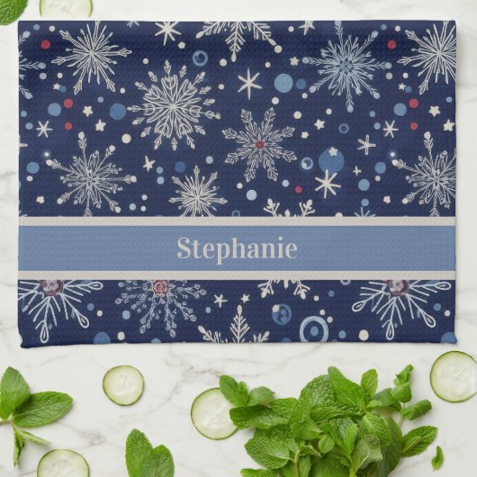 Winter Wonderland Snowflake  キッチンタオル (折り畳み)