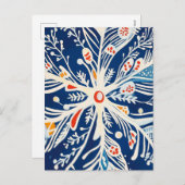 Winter Wonderland, Snowflake, Holiday folk art シーズンポストカード (正面/裏面)