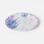 Winter Wonderland Snowflakes Girl Snow Birthday ペーパープレート (アングル)