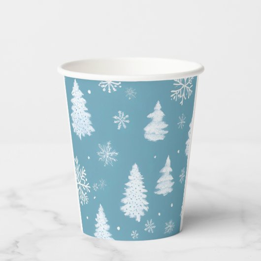 Winter Wonderland Snowflakes & Tree Paper cup 紙コップ (裏面)