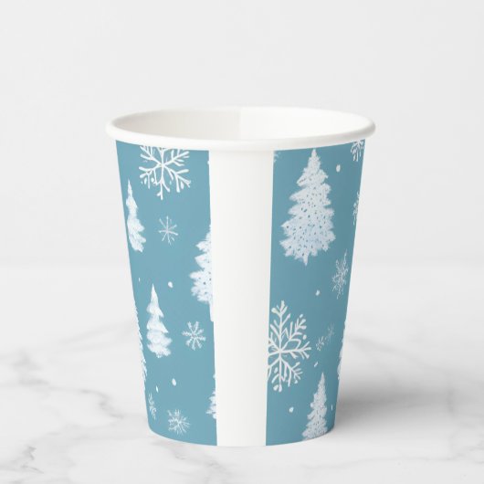 Winter Wonderland Snowflakes & Tree Paper cup 紙コップ (左)