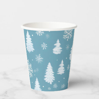 Winter Wonderland Snowflakes & Tree Paper cup 紙コップ