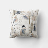 Winter Wonderland Snowman and Bird Pattern クッション (裏面)