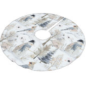 Winter Wonderland Snowman and Bird Pattern ブラッシュドポリエステルツリースカート (アングル)