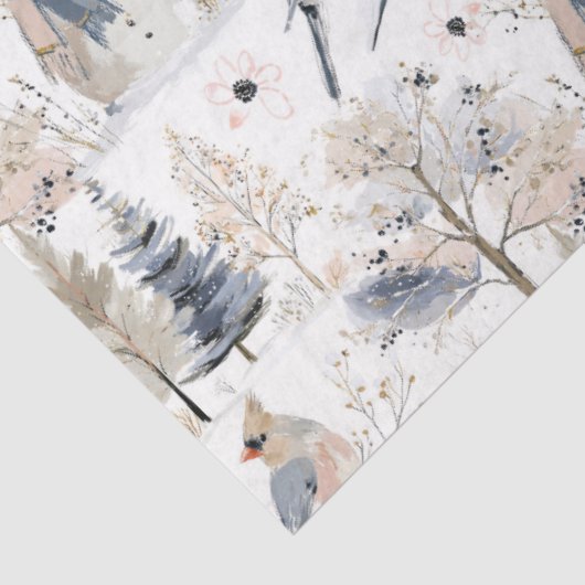 Winter Wonderland Snowman and Bird Pattern 薄葉紙 (詳細)