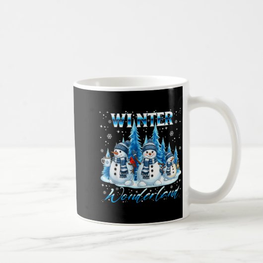 Winter Wonderland Snowman Family Snowflake Cozy Wi コーヒーマグカップ (右)