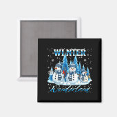 Winter Wonderland Snowman Family Snowflake Cozy Wi マグネット (正面/裏面)
