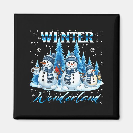 Winter Wonderland Snowman Family Snowflake Cozy Wi マグネット (正面)
