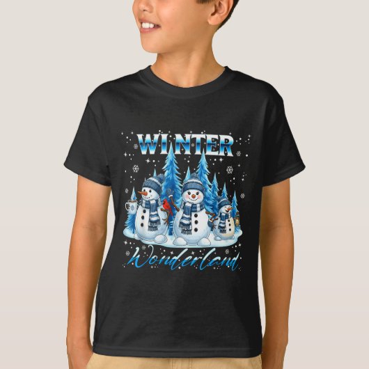 Winter Wonderland Snowman Family Snowflake Cozy Wi Tシャツ (正面)