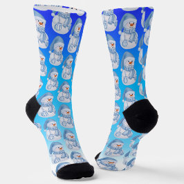 Winter Wonderland Snowman With Blue Hat and Scarf ソックス