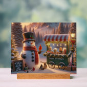 Winter Wonderland Snowman's Hot Chocolate Cart アクリルサイン (ニュートラル)
