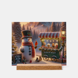 Winter Wonderland Snowman's Hot Chocolate Cart アクリルサイン