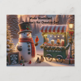 Winter Wonderland Snowman's Hot Chocolate Cart シーズンポストカード