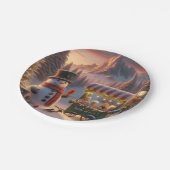 Winter Wonderland Snowman's Hot Chocolate Cart ペーパープレート (アングル)