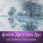 Winter Wonderland Snowy Forest and Pond Decoupage 薄葉紙