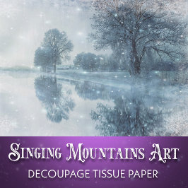 Winter Wonderland Snowy Forest and Pond Decoupage 薄葉紙