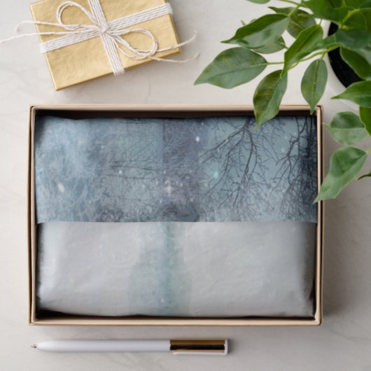 Winter Wonderland Snowy Forest and Pond Decoupage 薄葉紙 (ギフト)