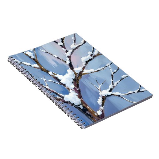 Winter Wonderland Snowy Tree Branches Painted ノートブック (右側)