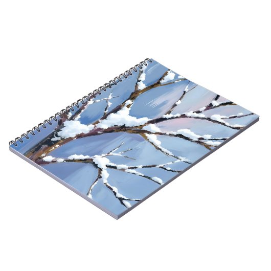 Winter Wonderland Snowy Tree Branches Painted ノートブック (左側)