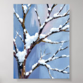 Winter Wonderland Snowy Tree Branches Painted ポスター (正面)