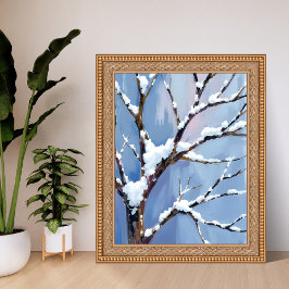 Winter Wonderland Snowy Tree Branches Painted ポスター