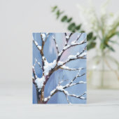 Winter Wonderland Snowy Tree Branches Painted ポストカード (スタンド正面)