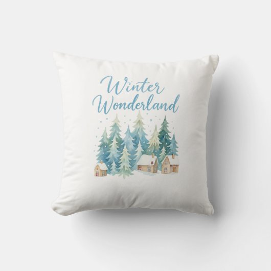 Winter Wonderland Snowy Village  クッション (正面)