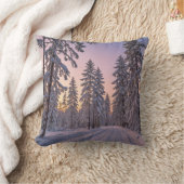 Winter Wonderland Sunset Throw Pillow クッション (ブランケット)