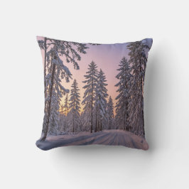 Winter Wonderland Sunset Throw Pillow クッション