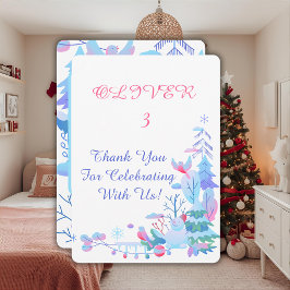 Winter Wonderland Thank You Card, Snowman Forest  サンキューカード