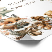 Winter Wonderland Watercolor Animals Favors Sign ポスター (角)