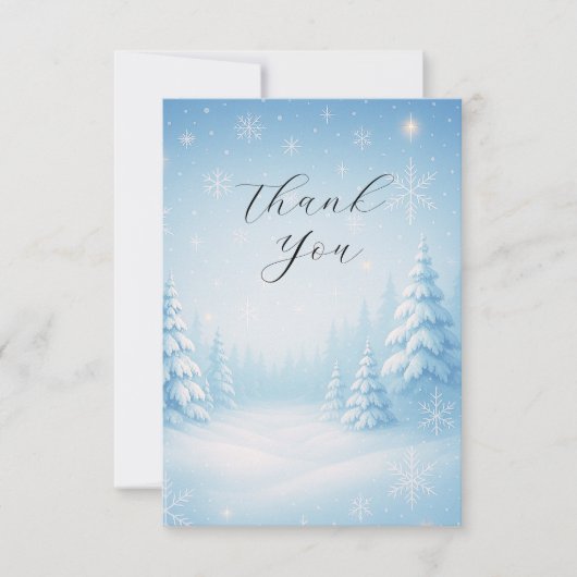 Winter Wonderland Wedding Flat Thank You Card (正面)